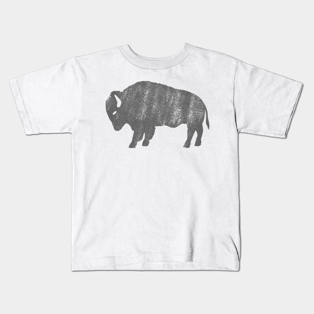 Distressed Buffalo American Bison Kids T-Shirt by Brobocop